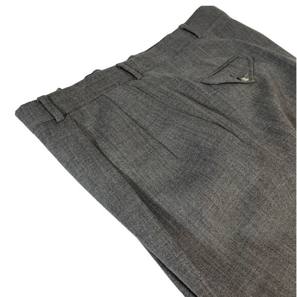 Pair of‎ Lands End Mens Vintage Gray Wool Dress Pants 42 42L Pleated Made In USA - Picture 11 of 16